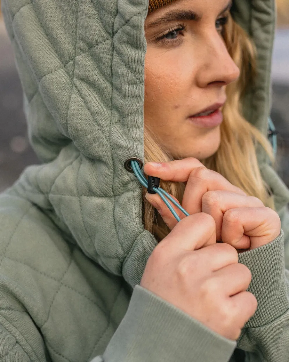 Clementine Recycled Quilted Popper Up Hoodie