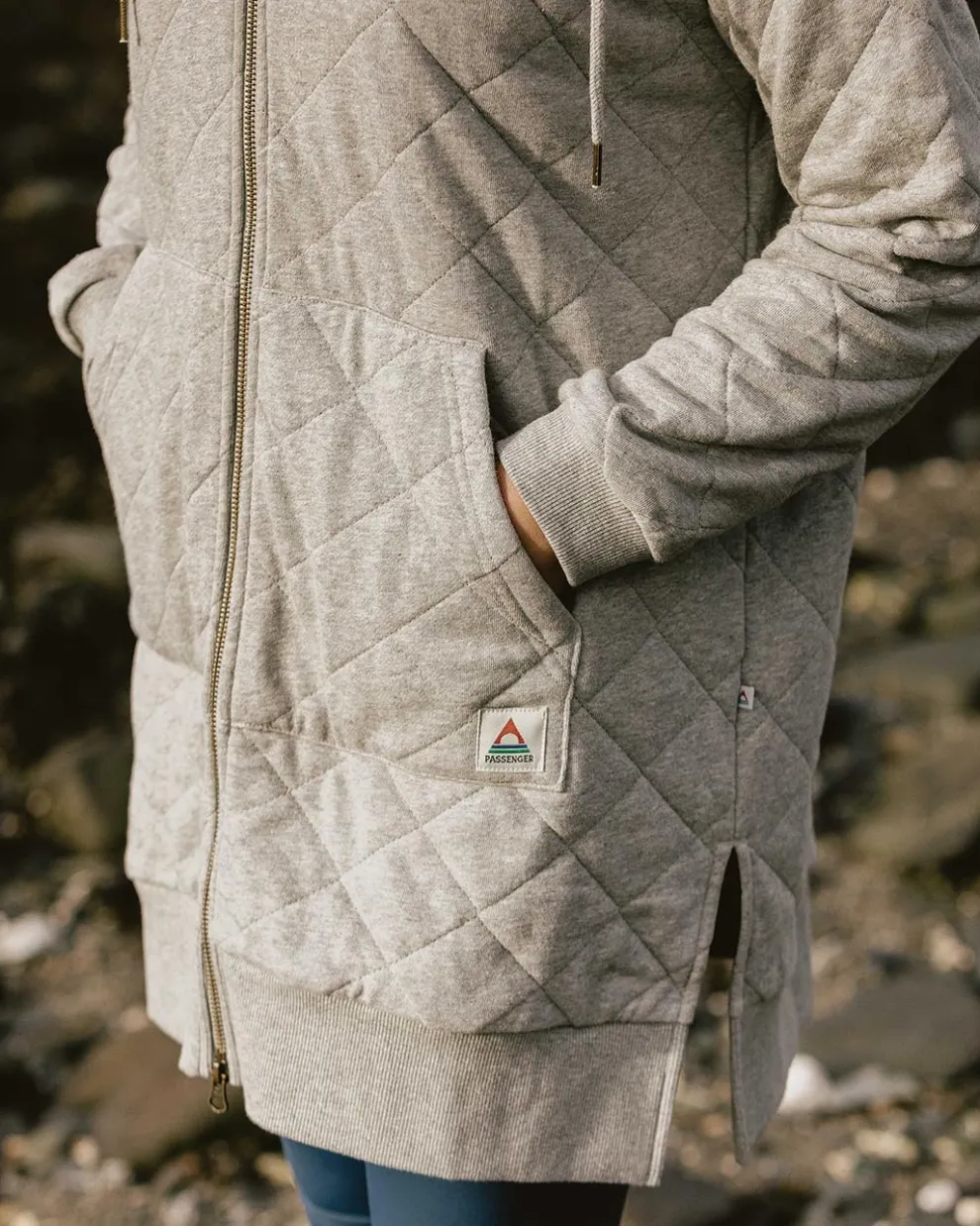 Getaway Recycled Cotton Quilted Full Zip Hoodie
