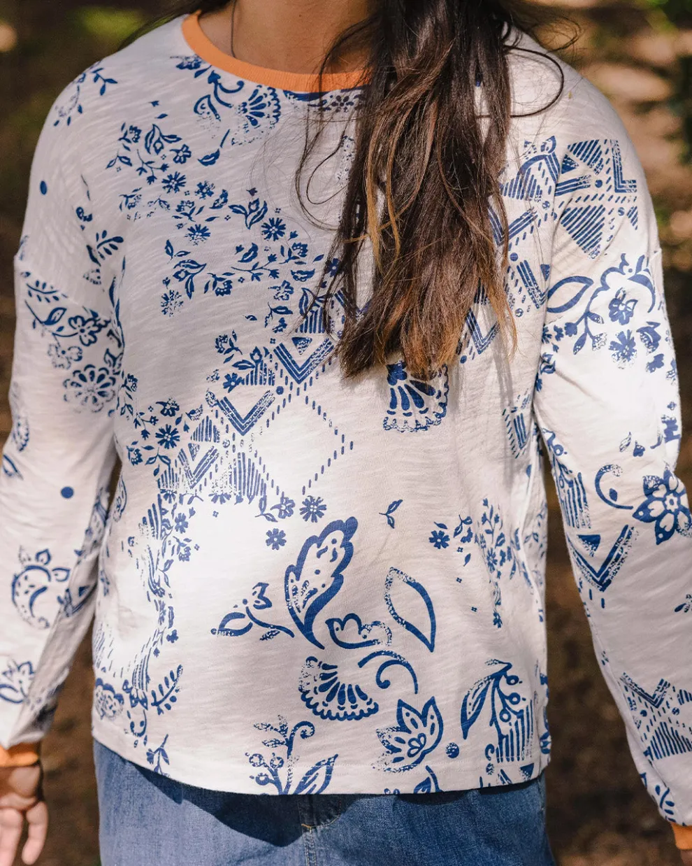 Patchwork Recycled Cotton LS T-Shirt