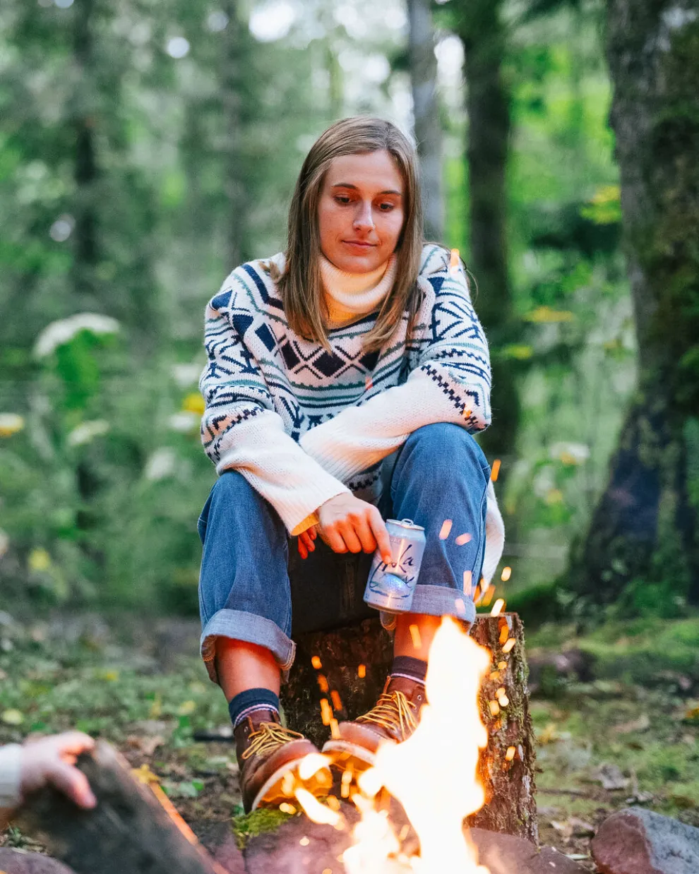 Whimsical Recycled Oversized Polo Neck Knitted Jumper
